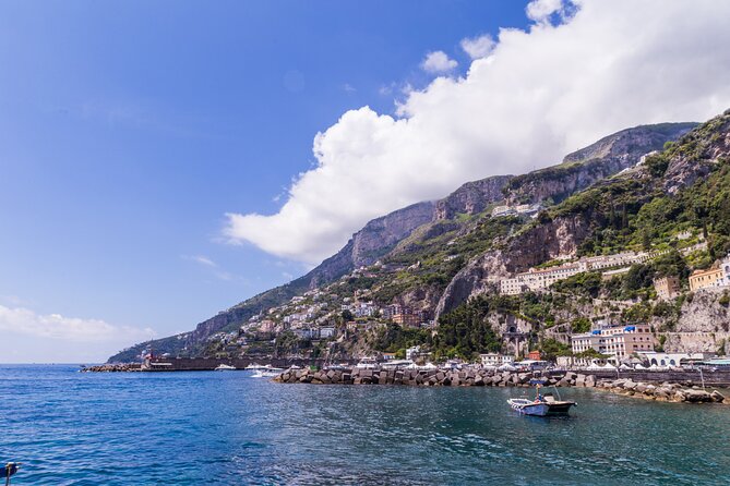 Amalfi, Positano, & Ravello Day Tour From Pompeii/Vico Equense - The boat portion: Vesuvius backdrop and the Sorrento coastline