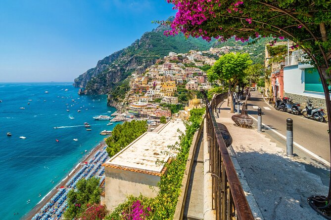 Half day Positano and Sorrento tour from Naples - The Positano plan: Santa Maria Assunta, shops, and Spiaggia Maggiore