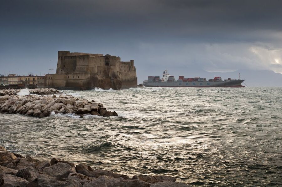 Naples: Panoramic Private Tour by Vintage Fiat 500 or 600 - Castel dell’Ovo, the Egg Castle, adds the sea-on-stone feeling