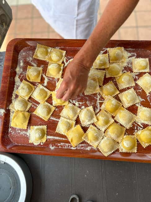 Pompei: Cooking class fresh pasta - The garden setting: Vesuvius in the background while you cook